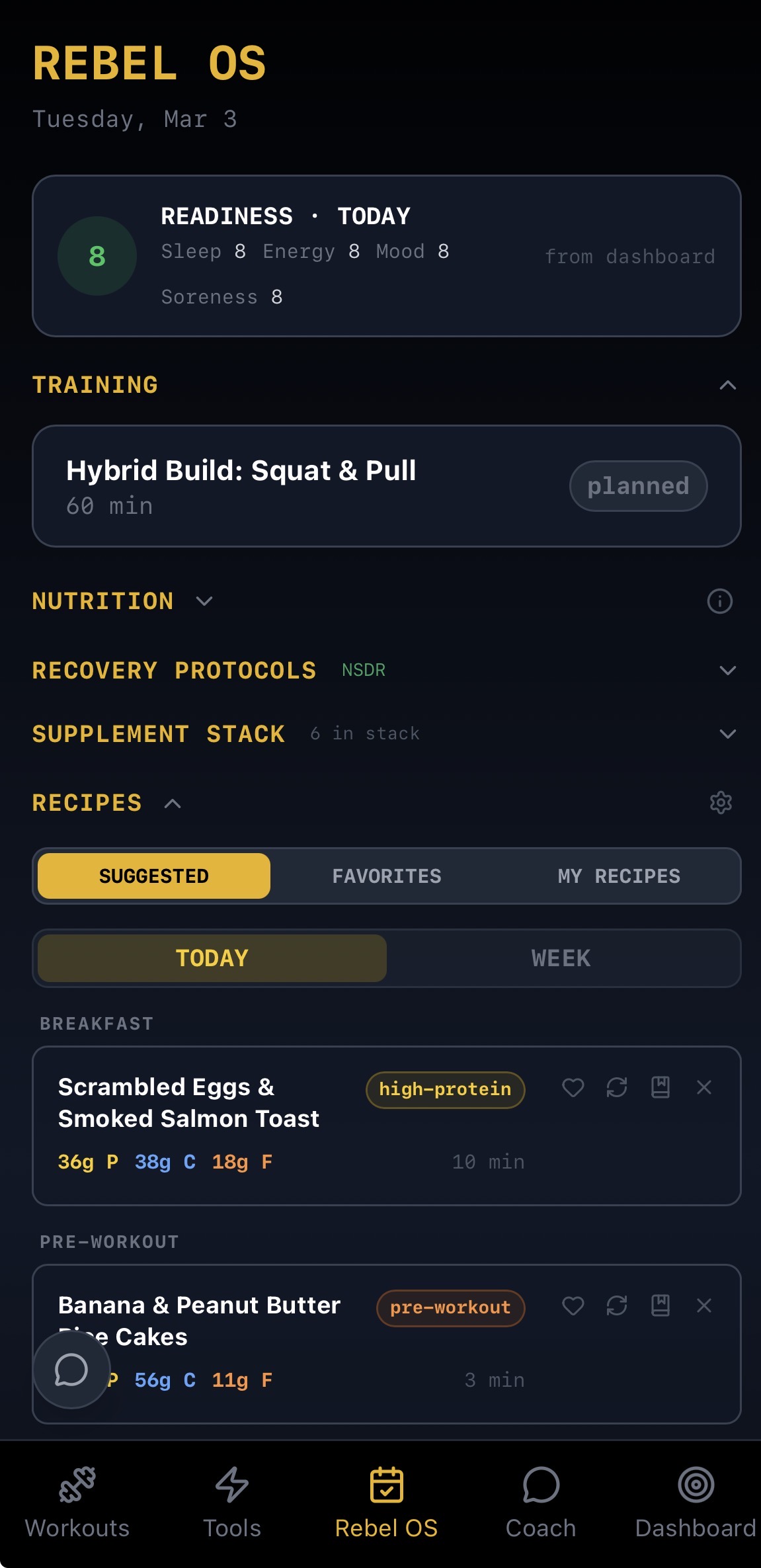 Movement Rebels — Rebel OS daily view