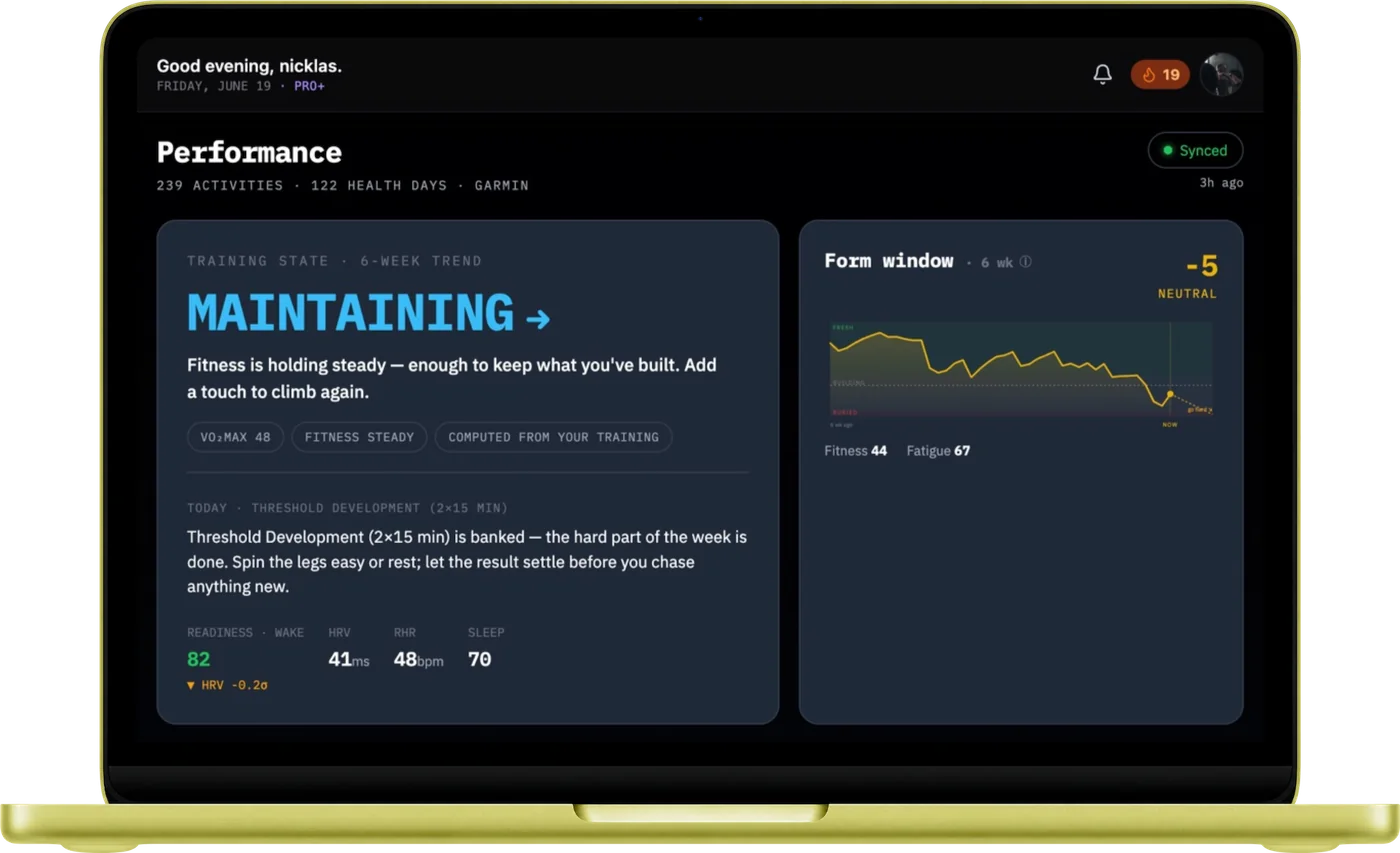 Movement Rebels Performance dashboard, light theme, on a MacBook